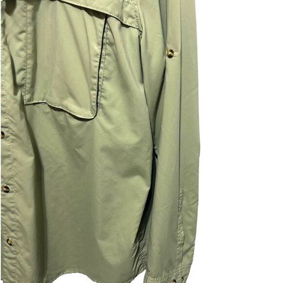 LL Bean Mens Outdoor Button Shirt XXL Green Nylon Utility Hiking Fishing Travel - Picture 6 of 11